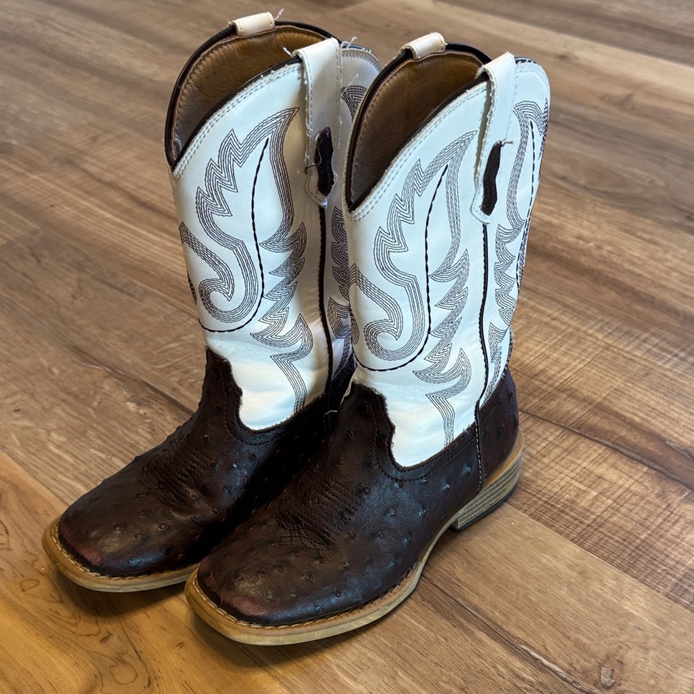 Boys Roper Tan and Cream Leather Boots
